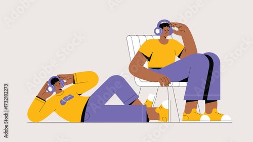 men listening to music