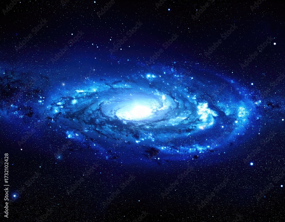 Fototapeta premium Spiral galaxy in deep space, vibrant blue hues (1)