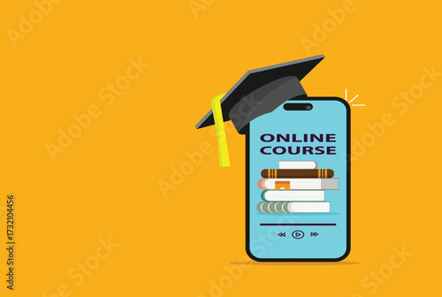 Online courses e-learning vector banner,digital education through internet