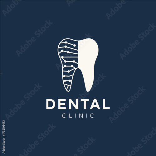 Dental Clinic Logo Modern Tooth with Circuitry