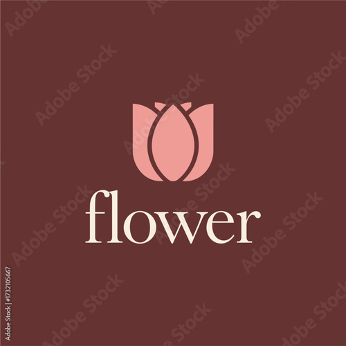 Flower Logo with Minimalist Tulip and Typography
