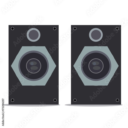 Speaker Icon Illustration: Two speakers depicted with clean lines and minimalist aesthetic, ideal for music and audio related projects.