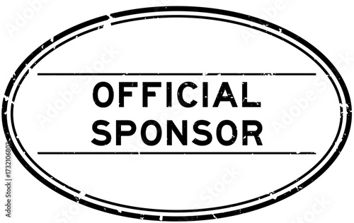 Grunge black official sponsor word oval rubber seal stamp on white background