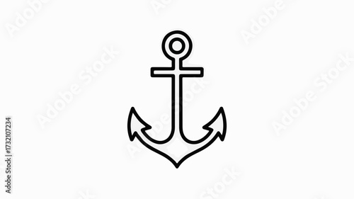 Classic nautical anchor outline, perfect for coastal designs, maritime themes, and summer vacation graphics, rendered from a scalable vector graphic