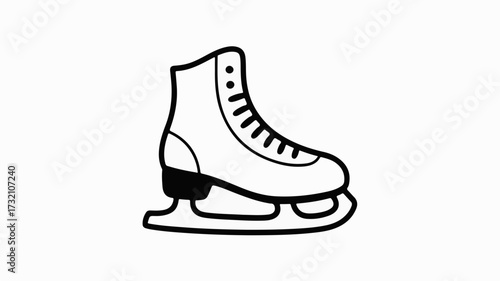 Boldly outlined ice skate illustration perfect for winter sports designs, figure skating promotions, and seasonal event marketing with a crisp, clean aesthetic