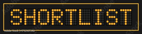 Orange color led banner in word shortlist on black background