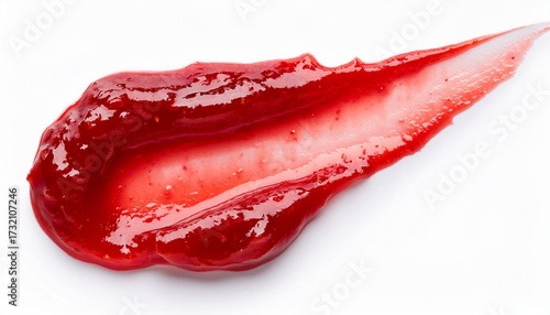 Raspberry Sauce Jam Smear Isolated On White Background