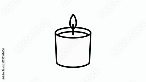 Simple line art candle with a gentle flame, perfect for creating a serene and tranquil atmosphere in design projects.