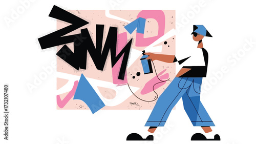 man making graffiti