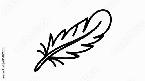 Delicate black feather illustration symbolizing lightness, freedom, and gentle movement, perfect for elegant designs.