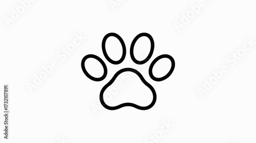 Simple outline of a paw print, perfect for pet care logos, animal adoption campaigns, and veterinary clinics seeking a clean, modern icon.