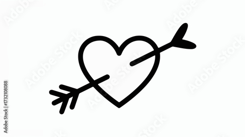 Charming heart pierced by an arrow icon symbolizing love's impact and deep connection, perfect for romantic themes and heartfelt designs.