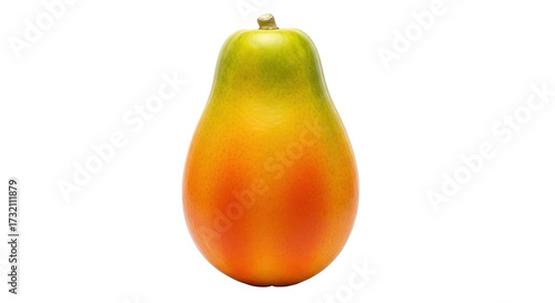 Isolated single papaya fruit, tropical organic produce with ripe, sweet edible flesh