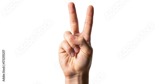 Isolated hand gesturing the peace sign, two fingers up for V sign, victory, happiness