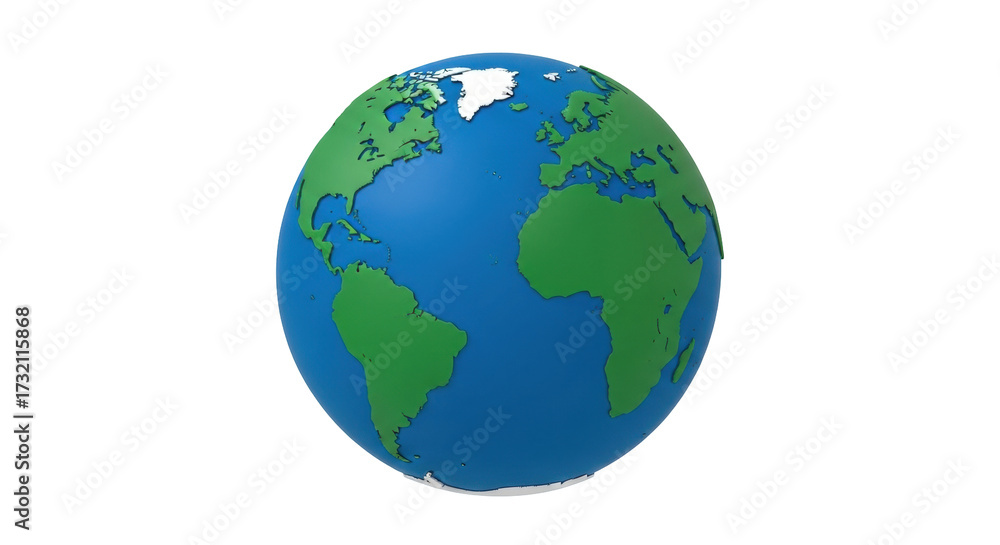 Fototapeta premium Isolated planet Earth globe, simple continents, oceans, illustration with no background