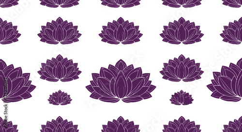 Lotus flower pattern, white outline, purple fill