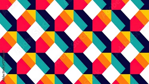 Colorful Geometric Pattern with Repeating Shapes and Vibrant Col