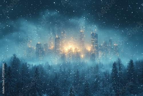 Snow-covered cityscape with charming winter vibes in high-definition wallpapers.