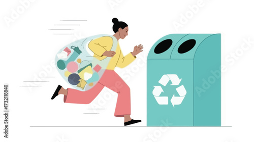 woman recycling
