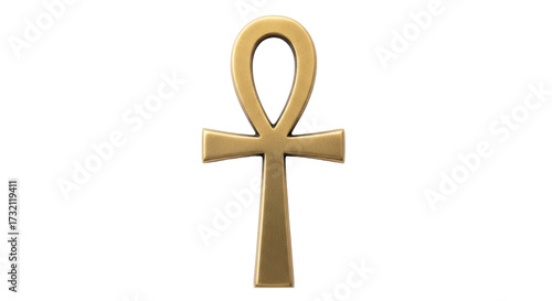 Konstfotografi Isolated golden Ankh symbol of life, ancient Egypt hieroglyphic key with smooth
