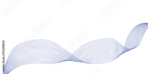 Generate an abstract vector illustration where thin, overlapping blue gradient lines sweep across the canvas in a rhythmic flow. The design should feel airy,blue bra isolated on white background