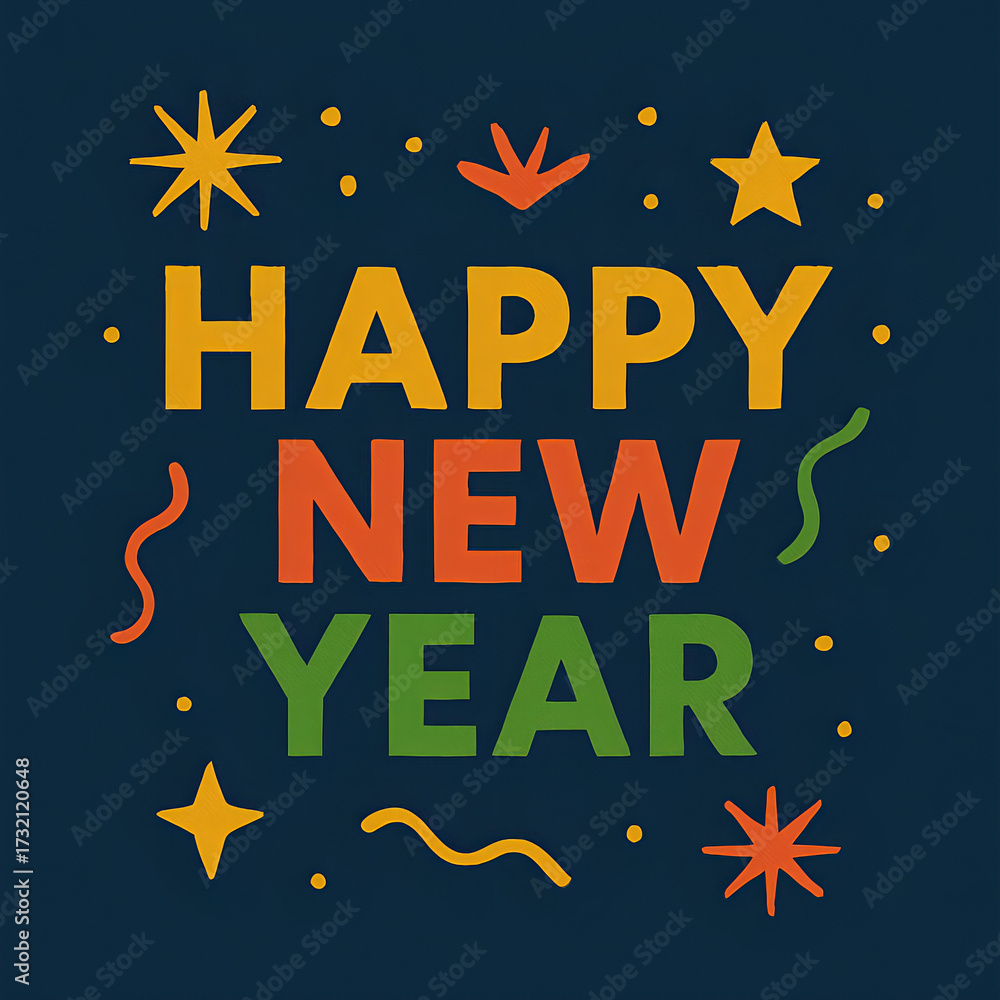 Fototapeta premium ハッピーニューイヤー文字｜Happy New Year Typography