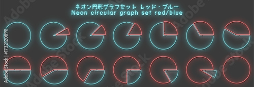 ネオン円形グラフセット レッド・ブルー〜Neon circular graph set red/blue〜