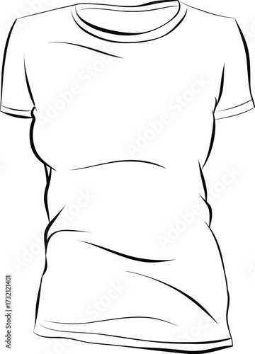 Short Sleeve T-Shirt Line Drawing for Fashion and Apparel Templates