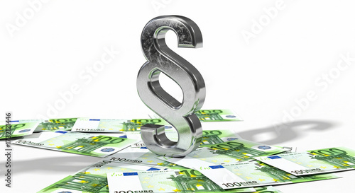 Legal symbol with euro banknotes creating a financial investment scene for legal compliance concepts