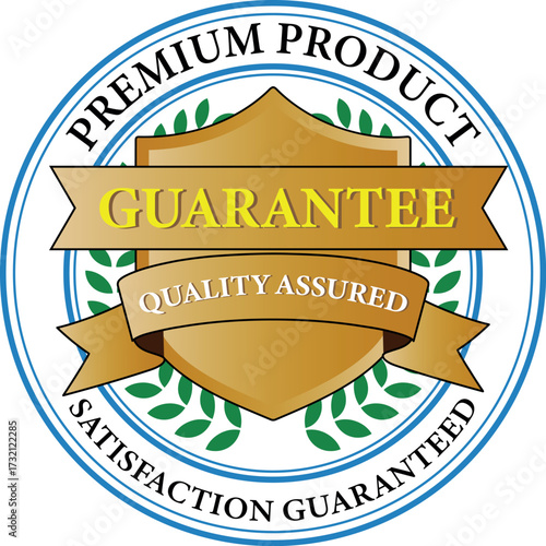 Premium product guarantee emblem. guarantee seal, product guarantee seal. quality and customer satisfaction