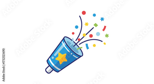 Celebration icon exploding popper with vibrant confetti for festive occasions cheerful and joyous