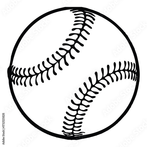 Vector Baseball Silhouette with Laces – Sports Ball Illustration for Team Logos, Apparel, and Athletic Graphics