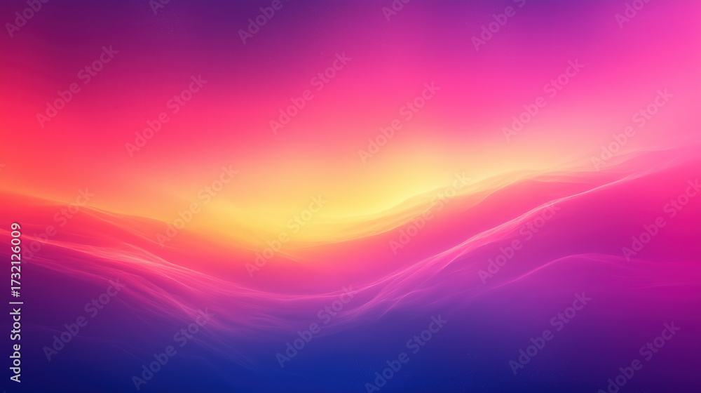 Obraz premium Dynamic abstract background design with waving light bands flowing through blue-yellow-pink gradient, showcasing energy movement effect, suitable for modern digital creative projects