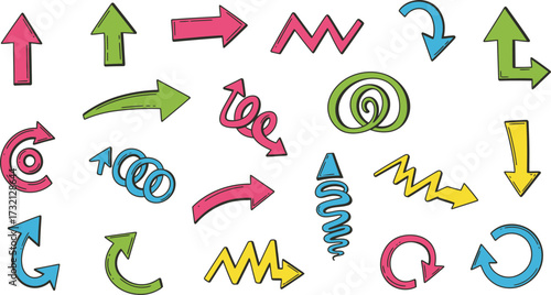Colorful hand drawn arrows pointing in different directions represent movement and choices ahead