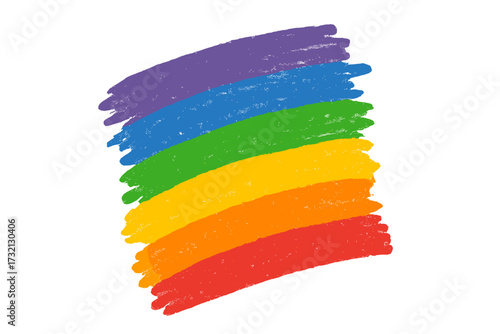 LGBTQ pride flag vector background. Hand-drawn rainbow with crayon brush stroke texture. Concept for gay pride, social media, banners, and abstract colorful design template.