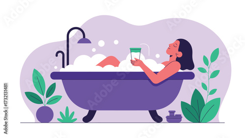 woman taking a bath