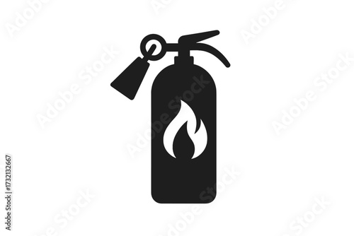 Fire extinguisher icon vector for safety. Emergency equipment symbol. Fire protection and prevention sign. Flame pictogram silhouette for danger alert. Flat design element.