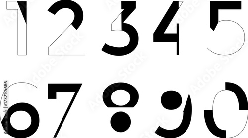 a set of numbers with a cut out design. Vector illustration of a complete number set from 0 to 9 in a stylish and modern font. Perfect for web design, posters, banners, or branding elements.