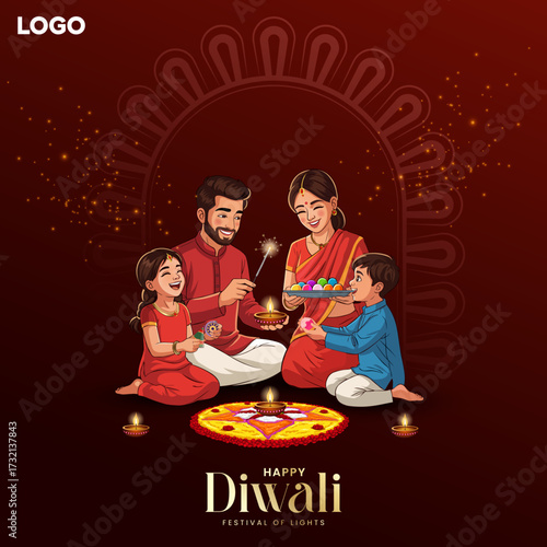 Diwali Festival Vector Design with Bright Colorful Patterns