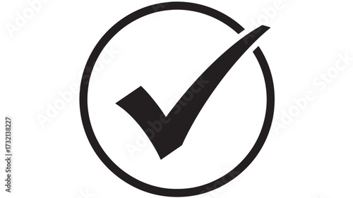 Black check mark icon in a circle simple vector glyph for user interface design isolated on white background