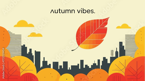 autumn landscape with city