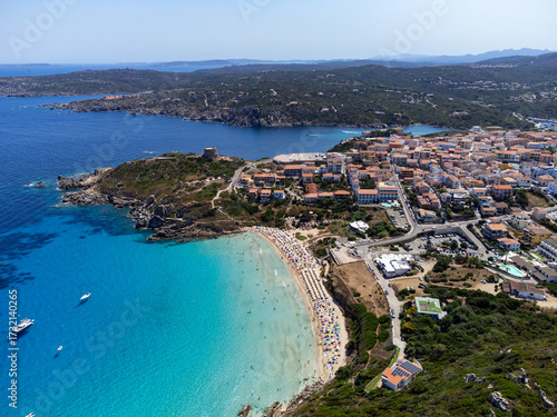 Aerial view of Santa Teresa di Gallura and Rena Bianca beach