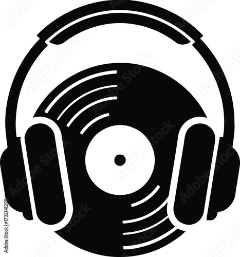 Vinyl record with headphones icon