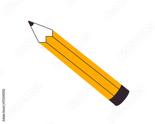 Graphite lead pencil, simple regular sketching tool. School and art supply with sharp tip for drawing, drafting, writing. Office stationery. Flat vector illustration isolated on white background