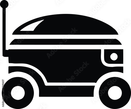 Autonomous Delivery Robot Icon in Silhouette