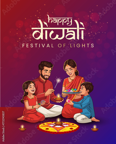 Diwali Festival Vector Design with Bright Colorful Patterns