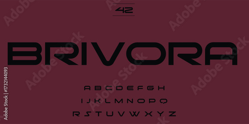 Modern futuristic font brivora display alphabet letters