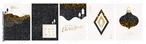 Merry Christmas and Happy New Year banners. Vector illustrations for holiday greeting card, background, website and social media banner, marketing material.