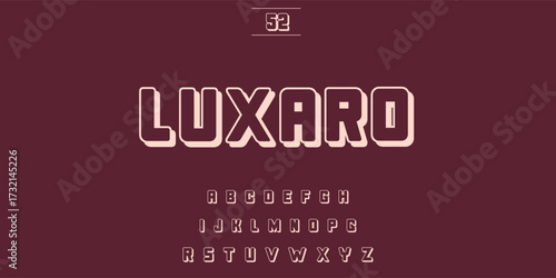 Luxaro bold retro font display with geometric shapes and numbers