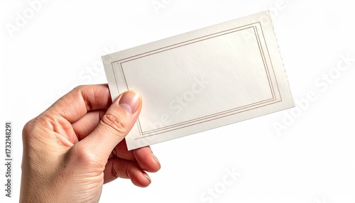 Hand holding blank ticket